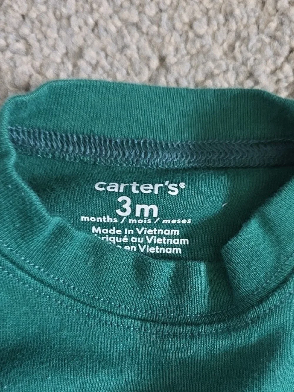 Carter's Forest Green Bear Applique Long-Sleeve One-Piece